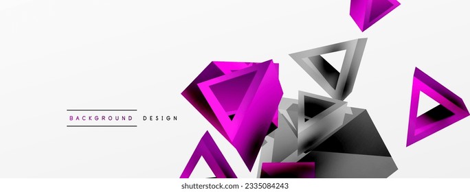 3d triangle abstract background. Basic shape technology or business concept composition. Trendy techno business template for wallpaper, banner, background or landing