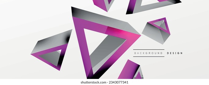 3d triangle abstract background. Basic shape technology or business concept composition. Trendy techno business template for wallpaper, banner, background or landing