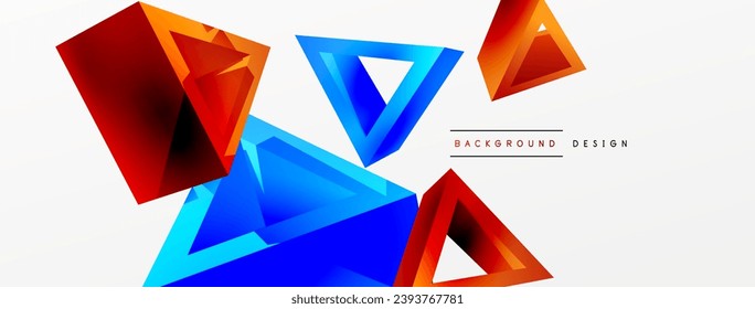 3d triangle abstract background. Basic shape technology or business concept composition. Trendy techno business template for wallpaper, banner, background or landing