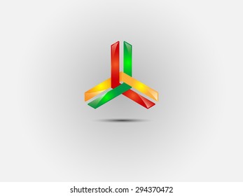 3d triangle colorful logo on white background