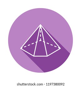 3d triangle with dashed edges icon in long shadow style. One of Geometric figures collection icon can be used for UI, UX