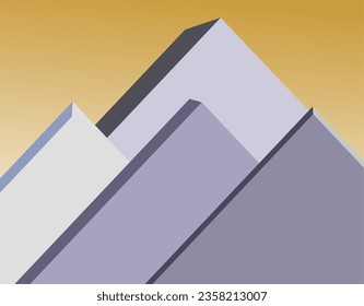 3D triangle drawing illustration in different colors