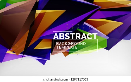 3d triangle geometric background design, modern poster template. Vector illustration