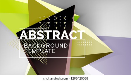 3d triangle geometric background design, modern poster template. Vector illustration