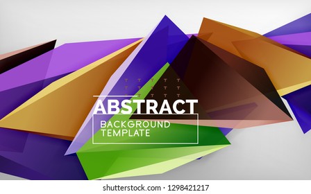 3d triangle geometric background design, modern poster template. Vector illustration