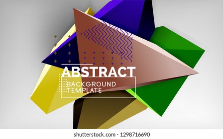 3D Dreieck geometrisches Hintergrunddesign, moderne Plakatvorlage. Vektorgrafik