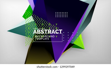 3d triangle geometric background design, modern poster template. Vector illustration