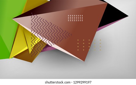 3d triangle geometric background design, modern poster template. Vector illustration