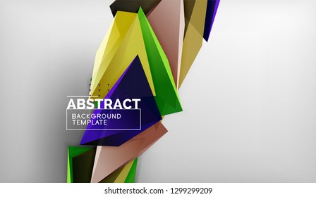 3d triangle geometric background design, modern poster template. Vector illustration