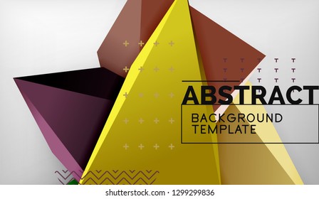 3d triangle geometric background design, modern poster template. Vector illustration