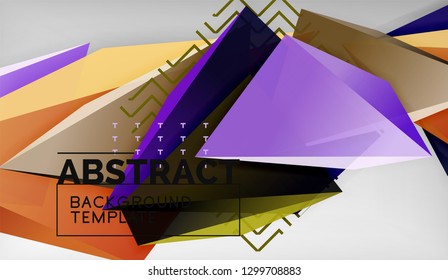 3d triangle geometric background design, modern poster template. Vector illustration
