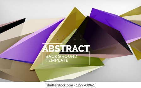 3d triangle geometric background design, modern poster template. Vector illustration