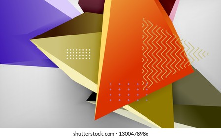 3d triangle geometric background design, modern poster template. Vector illustration