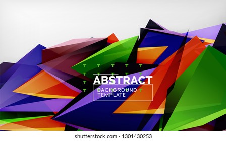 3d triangle geometric background design, modern poster template. Vector illustration