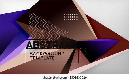 3d triangle geometric background design, modern poster template. Vector illustration