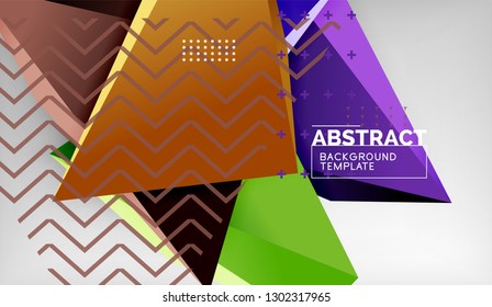 3d triangle geometric background design, modern poster template. Vector illustration
