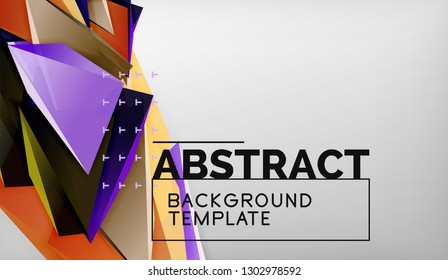 3d triangle geometric background design, modern poster template. Vector illustration