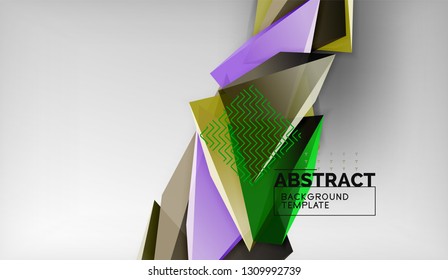 3d triangle geometric background design, modern poster template. Vector illustration