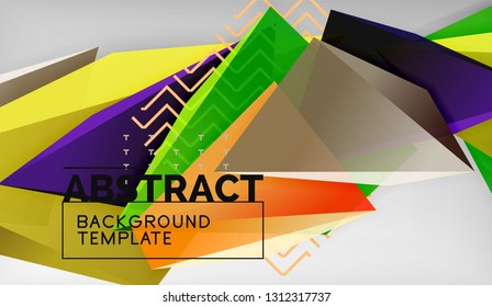 3d triangle geometric background design, modern poster template. Vector illustration
