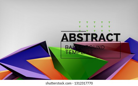 3d triangle geometric background design, modern poster template. Vector illustration