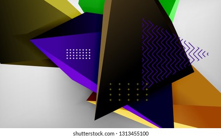 3d triangle geometric background design, modern poster template. Vector illustration
