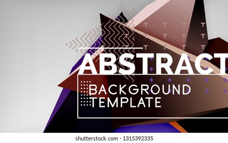 3d triangle geometric background design, modern poster template. Vector illustration