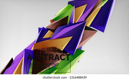 3d triangle geometric background design, modern poster template. Vector illustration