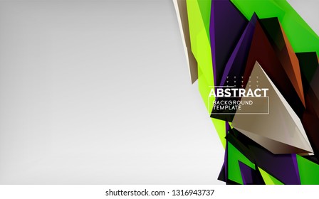 3d triangle geometric background design, modern poster template. Vector illustration