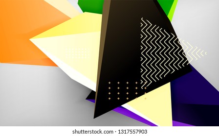 3d triangle geometric background design, modern poster template. Vector illustration