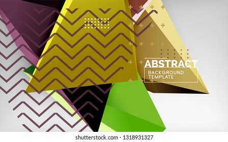 3d triangle geometric background design, modern poster template. Vector illustration