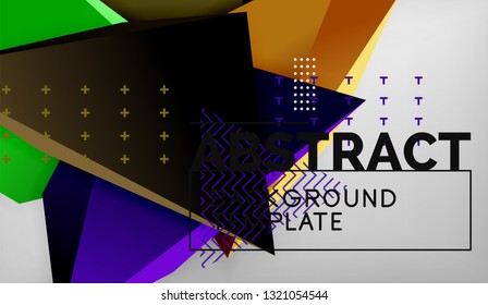 3d triangle geometric background design, modern poster template. Vector illustration