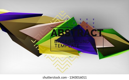 3d triangle geometric background design, modern poster template. Vector illustration