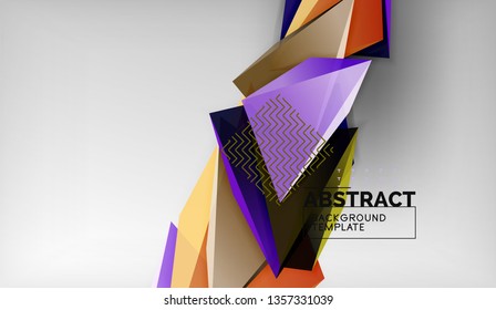 3d triangle geometric background design, modern poster template. Vector illustration