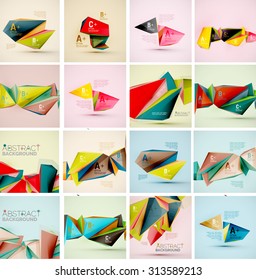 3 d formas geométricas triangulares en el aire. Fondo abstracto vectorial. Diseño de presentación futurista de negocios o interfaz web o portada de aplicación. Composición universal