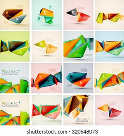 3d triangle geometric shapes in the air. Vector abstract background. Business futuristic presentation layout or web interface or app cover. Universal composition