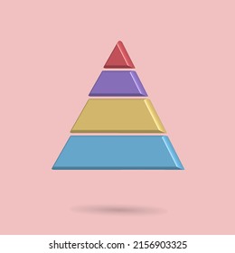 3D Triangle Infographic Chart Icon, Diagram, Template For Presentation. Vector Illustration