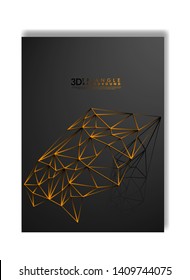 3D TRIANGLE LINE BACKGROUND . GRADIENT BLACK ORANGE