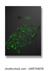 3D TRIANGLE LINE BACKGROUND . GRADIENT BLACK GREEN