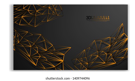 3D TRIANGLE LINE BACKGROUND . GRADIENT BLACK ORANGE
