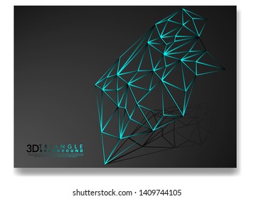 3D TRIANGLE LINE BACKGROUND . GRADIENT BLACK BLUE LIGHT