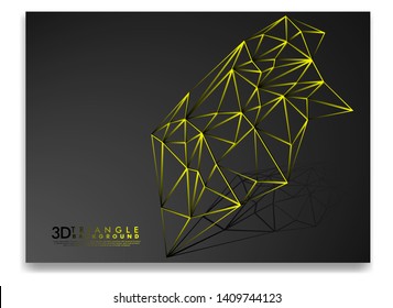 3D TRIANGLE LINE BACKGROUND . GRADIENT BLACK YELLOW