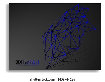 3D TRIANGLE LINE BACKGROUND . GRADIENT BLACK BLUE