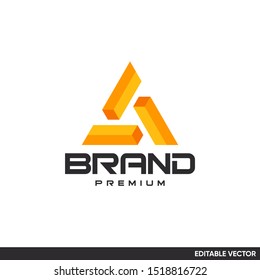 3D triangle logo orange yellow modern concept