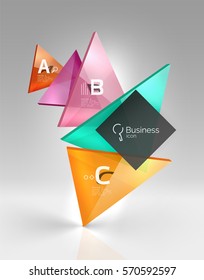 3d triangle modern composition. Vector template background for workflow layout, diagram, number options or web design