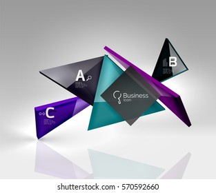 3d triangle modern composition. Vector template background for workflow layout, diagram, number options or web design