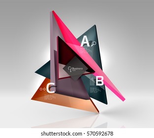3d triangle modern composition. Vector template background for workflow layout, diagram, number options or web design