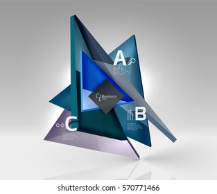 3d triangle modern composition. Vector template background for workflow layout, diagram, number options or web design