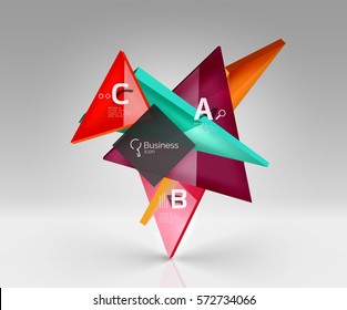 3d triangle modern composition. Vector template background for workflow layout, diagram, number options or web design