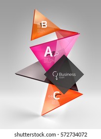 3d triangle modern composition. Vector template background for workflow layout, diagram, number options or web design
