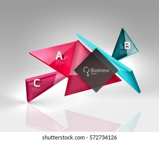 3d triangle modern composition. Vector template background for workflow layout, diagram, number options or web design
